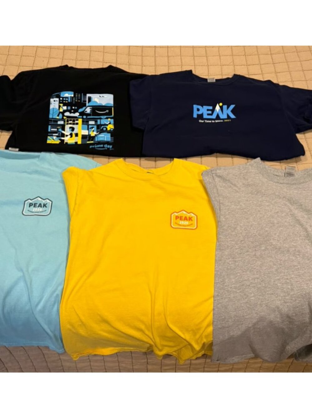 FIVE Amazon Employee Peak/Prime Day Shirts 2020 - 2021 MEDIUM UNISEX